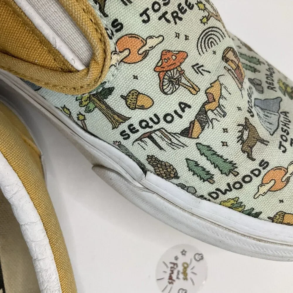 Vans Customs California National Parks Slip-On Sneakers M 5.5 W 7.0 Needs Repair